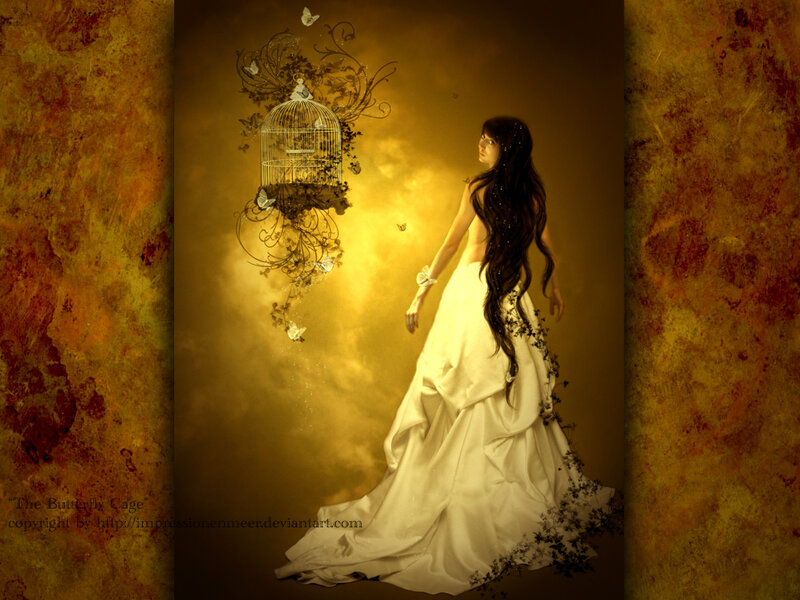 Woman in White Gown — Gold