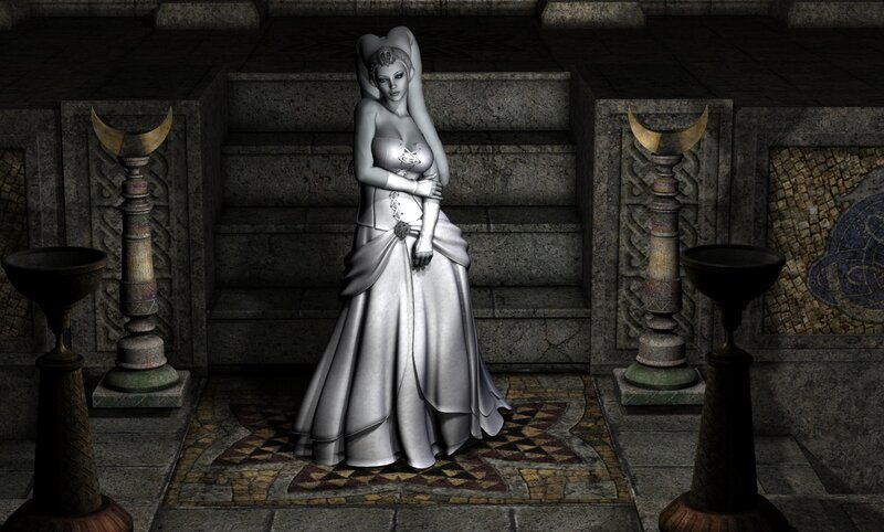 Woman in White Gown — Gray