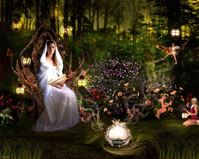 Woman in White Gown — Green