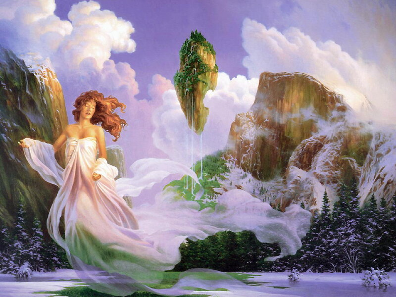Woman in White Gown — Purple