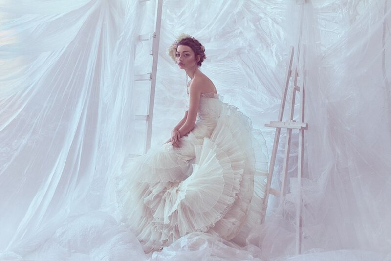 Woman in White Gown — Serene, Photograph, Dress