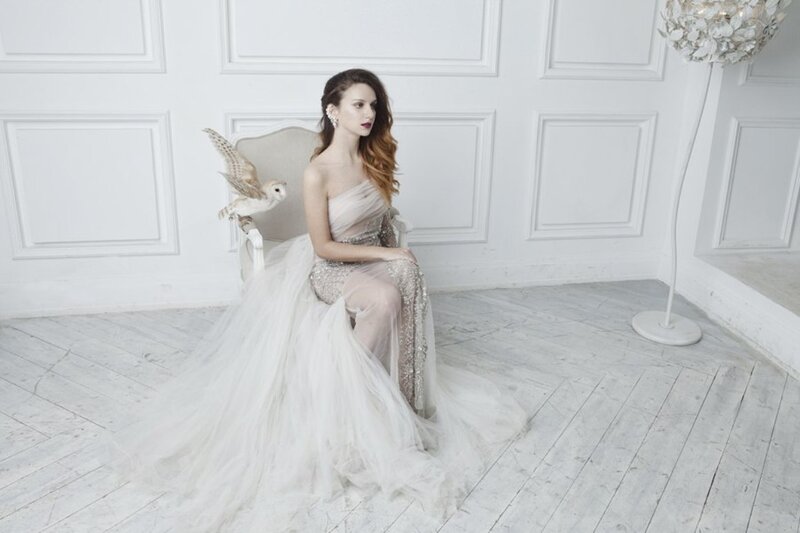 Woman in White Gown — Serene, Photograph, Owl