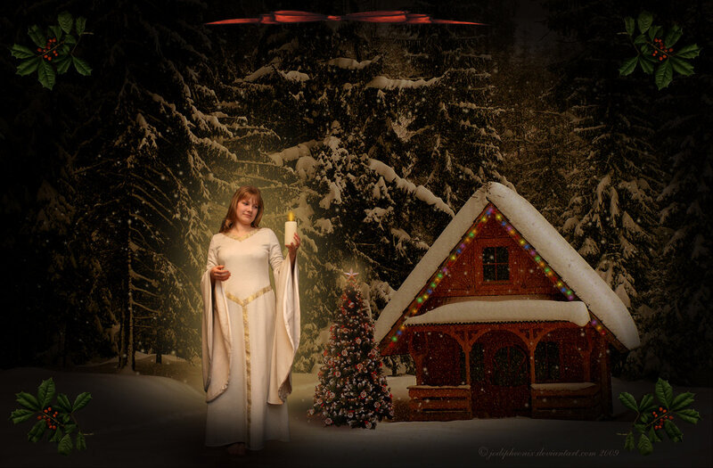 Woman in White Gown — Serene, Winter, Digital Art, Candle
