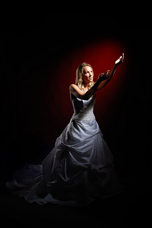 woman in white gown