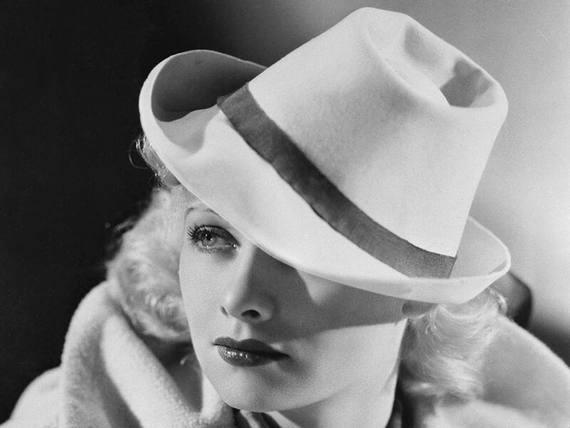 Woman in White Hat — Black, Dramatic, Photograph