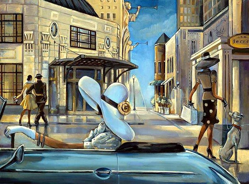 Woman in White Hat — Blue