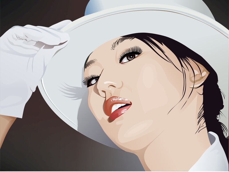 Woman in White Hat — Dramatic, Digital Art