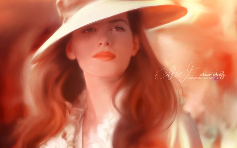 Woman in White Hat — Red