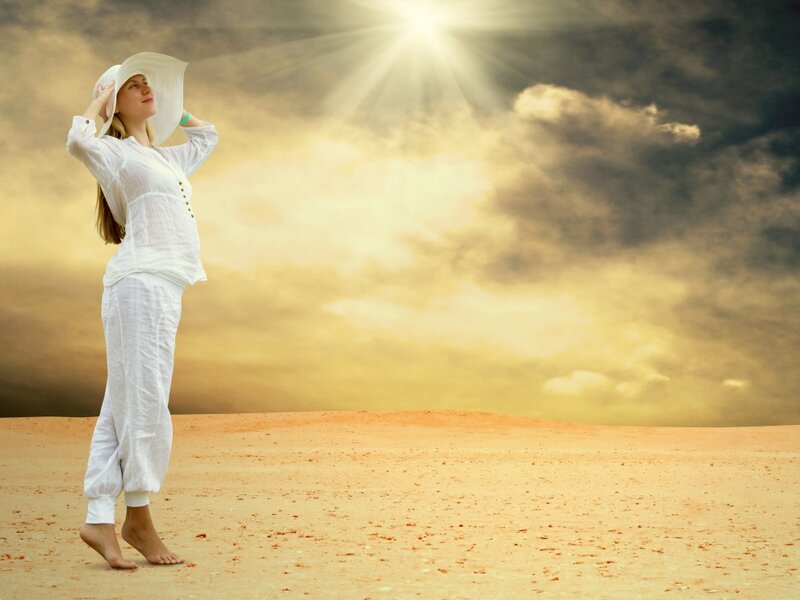 Woman in White Hat — Serene, Sunset