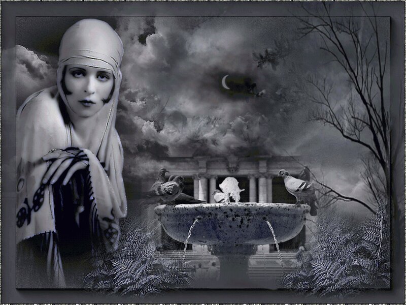 Woman in White Headscarf — Black