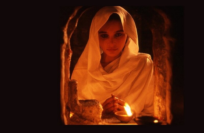 Woman in White Headscarf — Orange