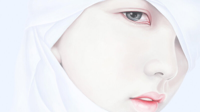 Woman in White Headscarf — Serene