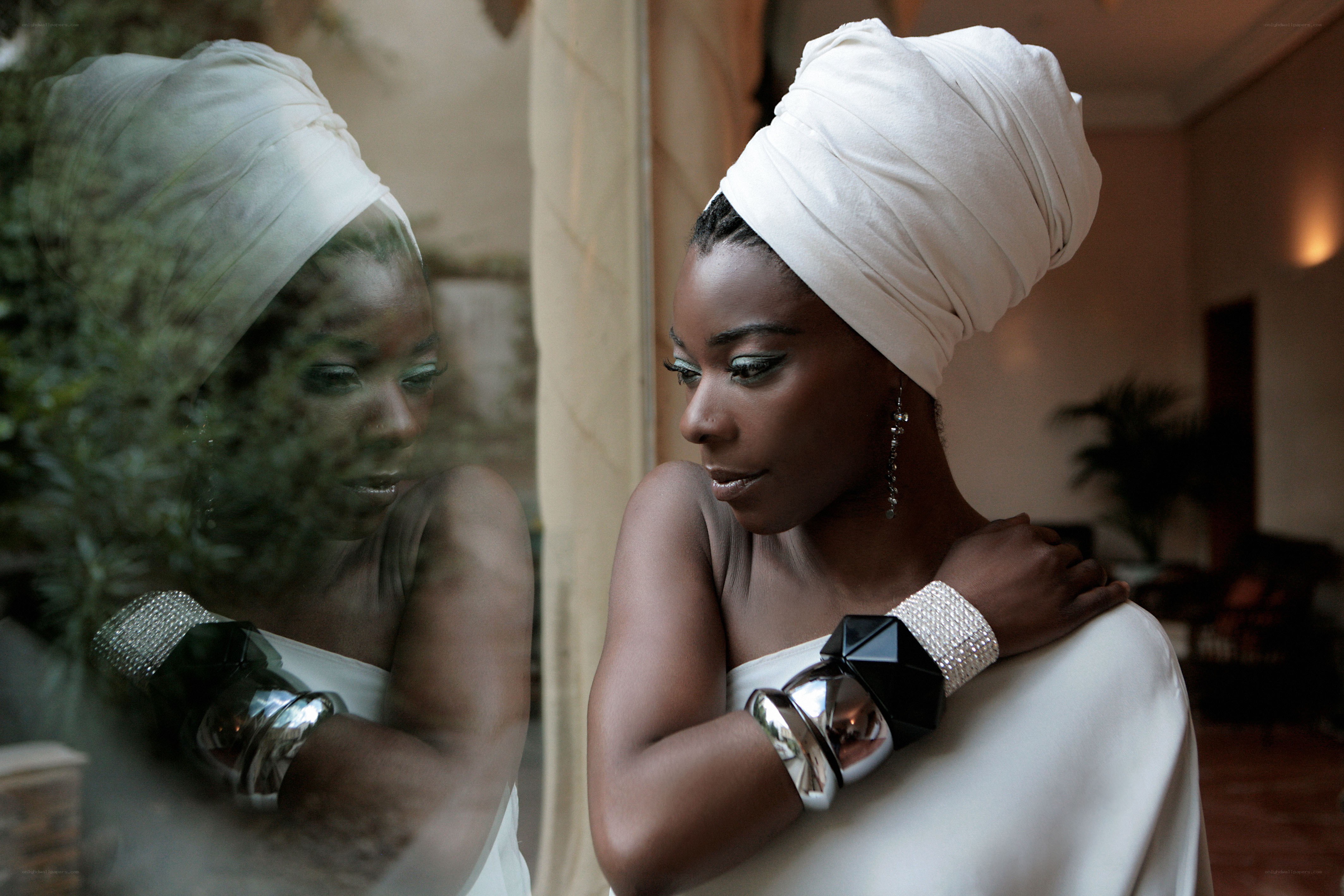 woman in white headwrap