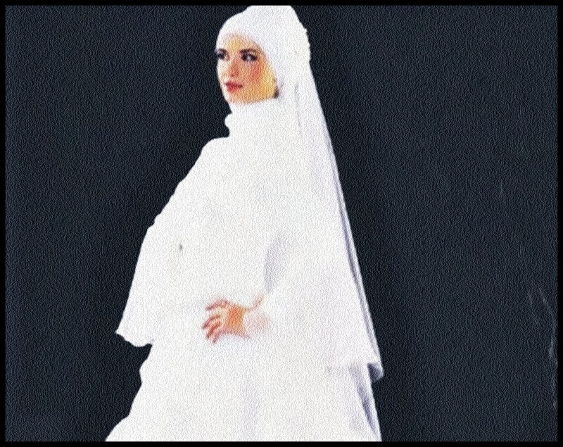 Woman in White Hijab — Dramatic