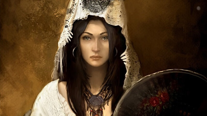 Woman in White Hood — Brown