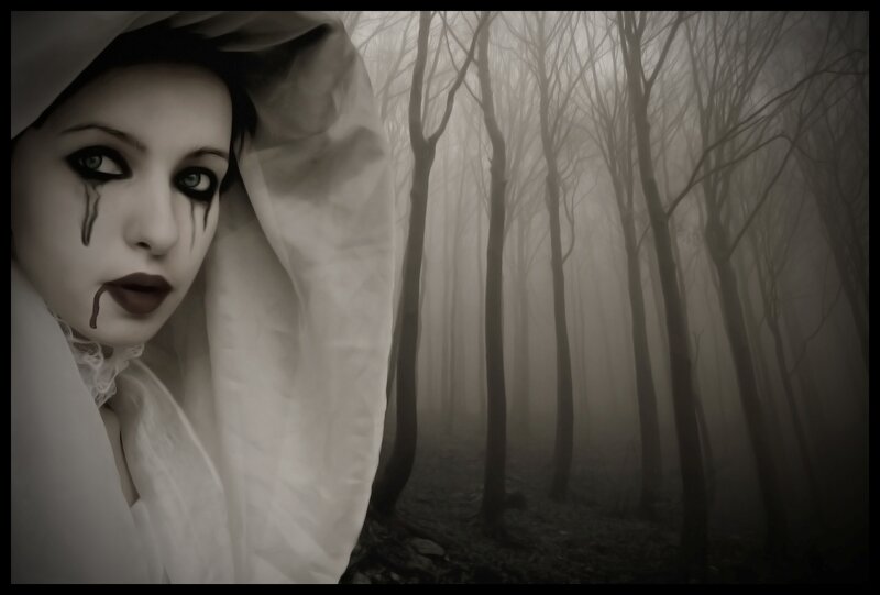 Woman in White Hood — Dark