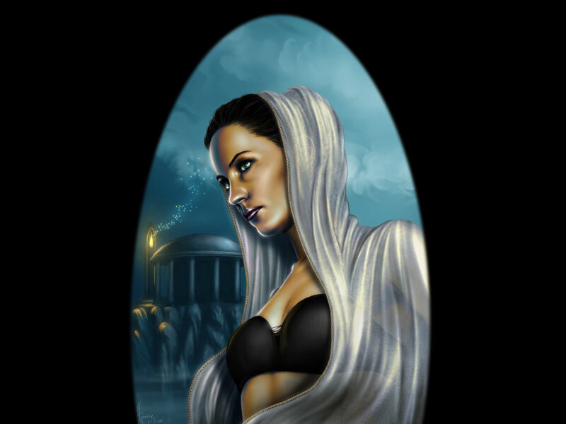 Woman in White Hood — Dramatic