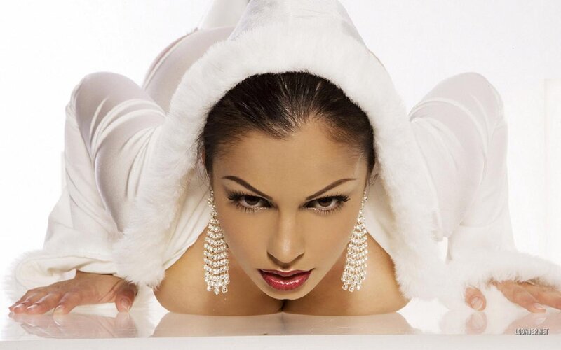 Woman in White Hooded Outfit — Dramatic, Photograph