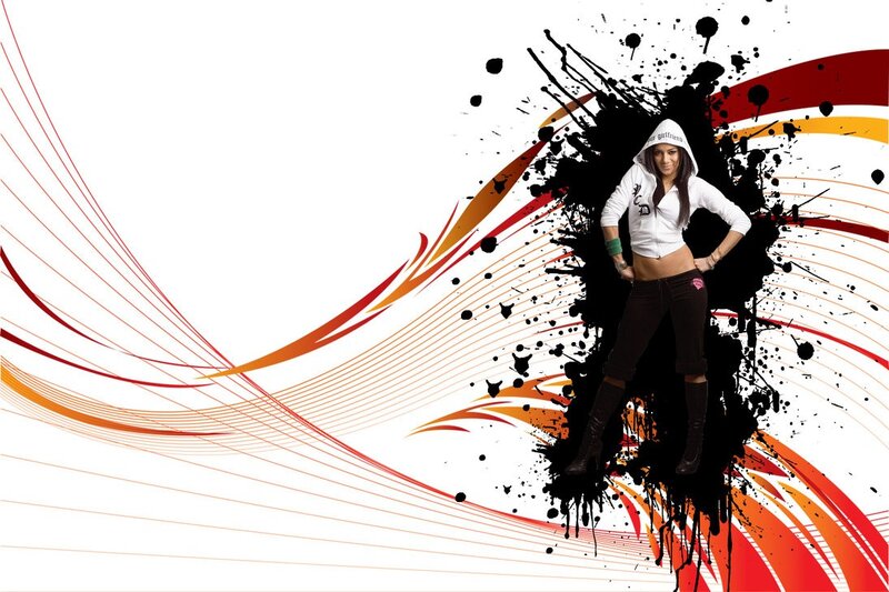woman in white hoodie with splatter art