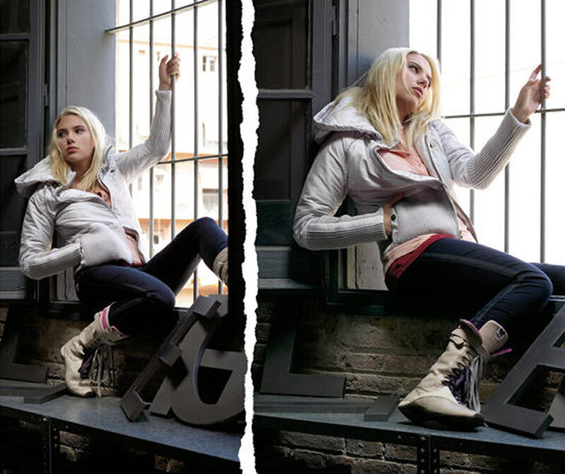 woman in white jacket by window