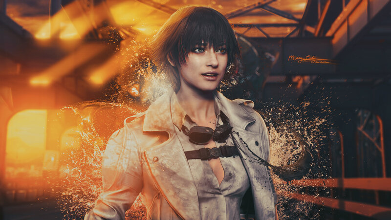 Woman in White Jacket — Orange