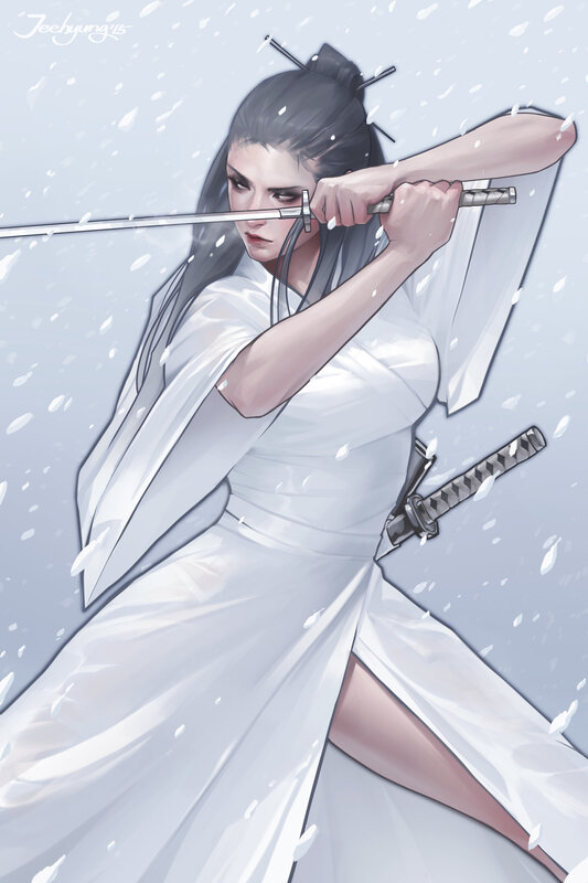 Woman in White Kimono — Dramatic