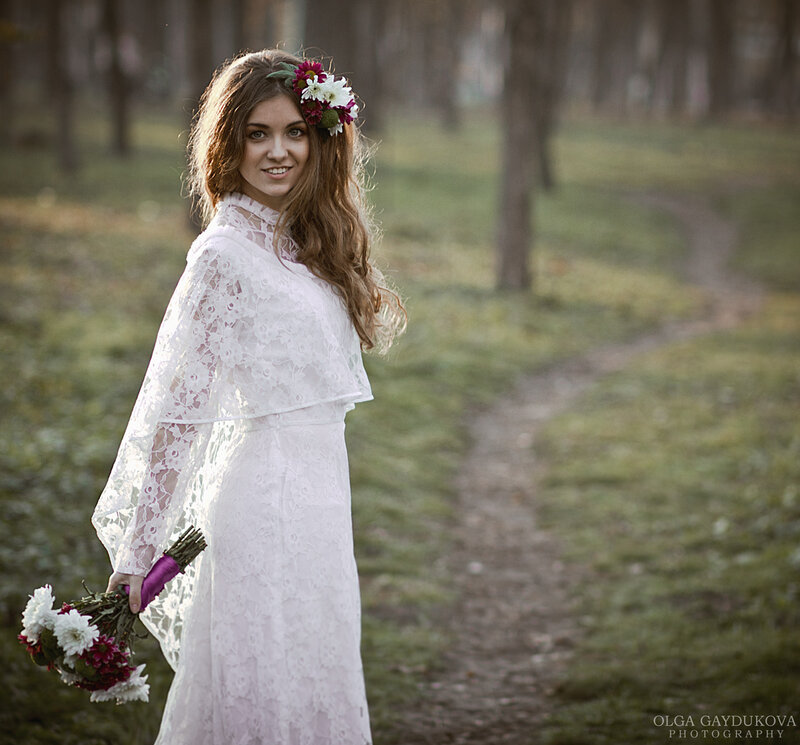 Woman in White Lace Dress — Serene, Afternoon