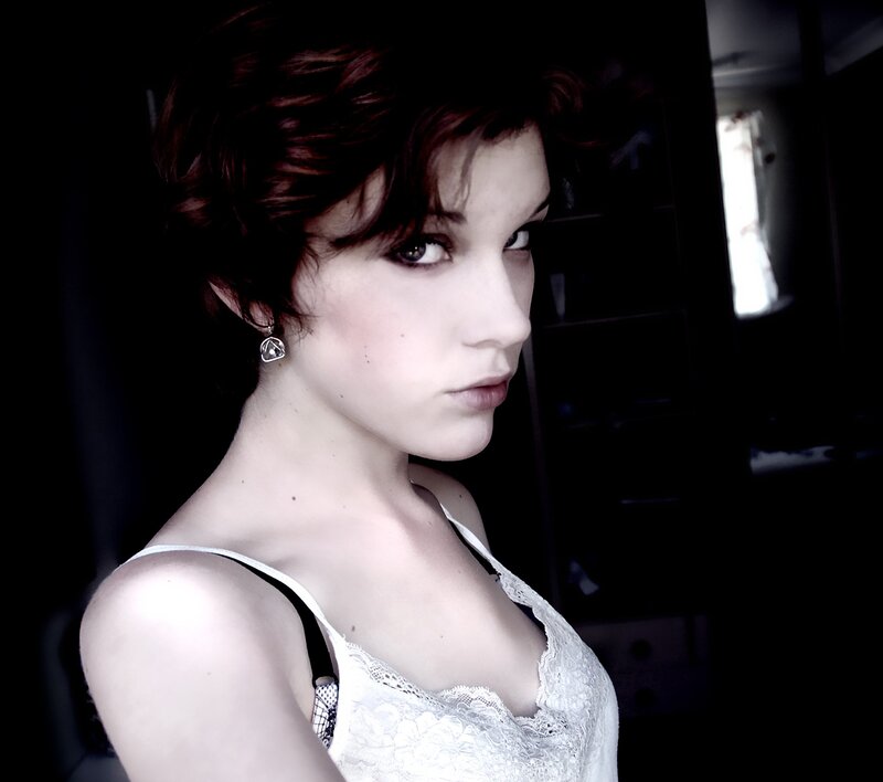 woman in white lace top