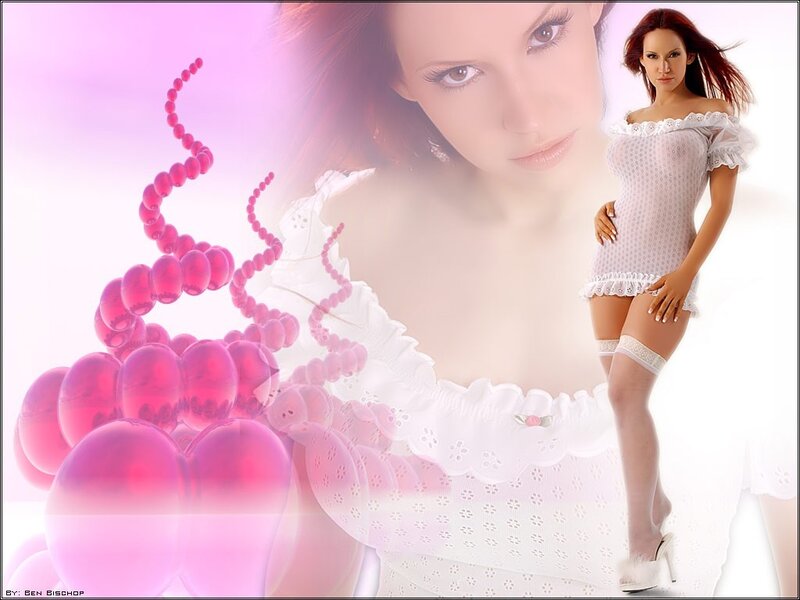 woman in white lingerie with pink beads