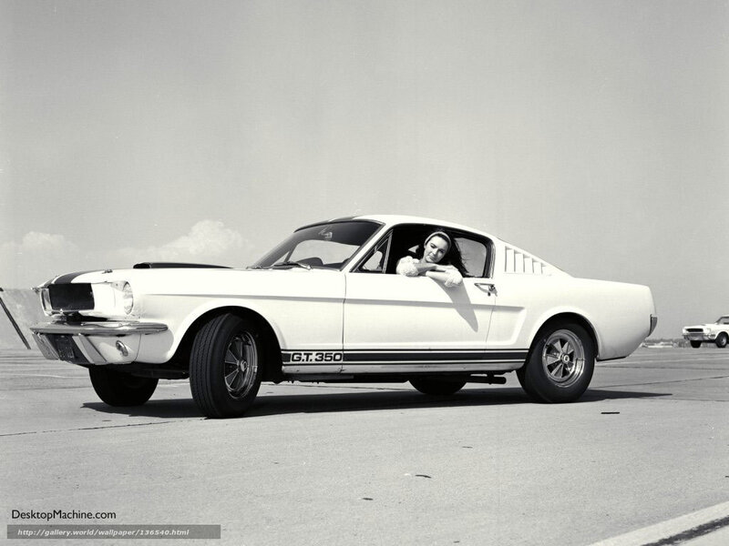 Woman in white Mustang