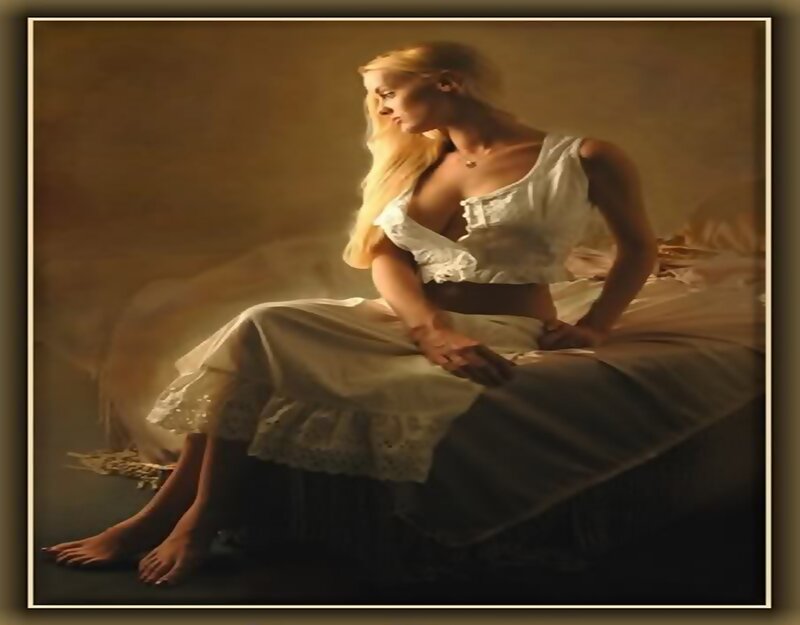 Woman in White Nightgown — Dramatic, Painting