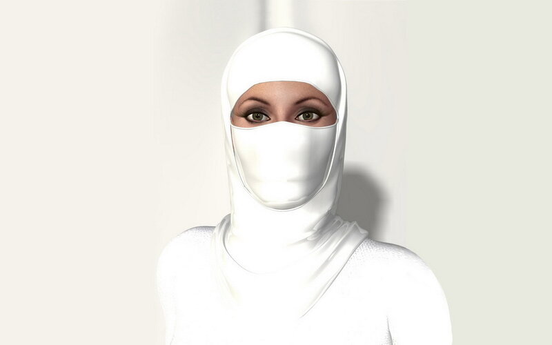 Woman in White Niqab — Neutral