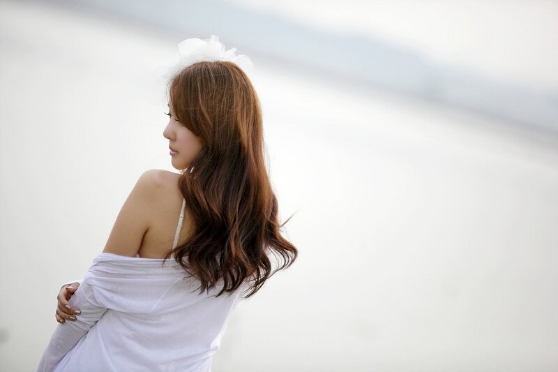 woman in white on beach