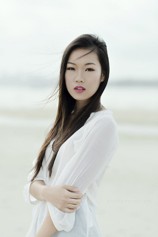 woman in white on beach