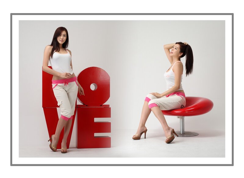 Woman in White Outfit — Neutral, Photograph, Red Letters