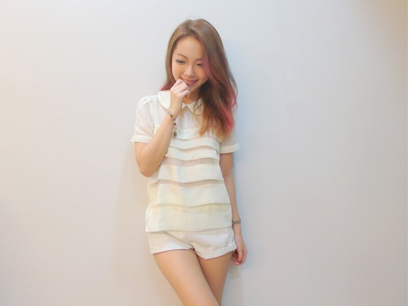 Woman in White Outfit — Neutral, Photograph, Shorts, Bracelet