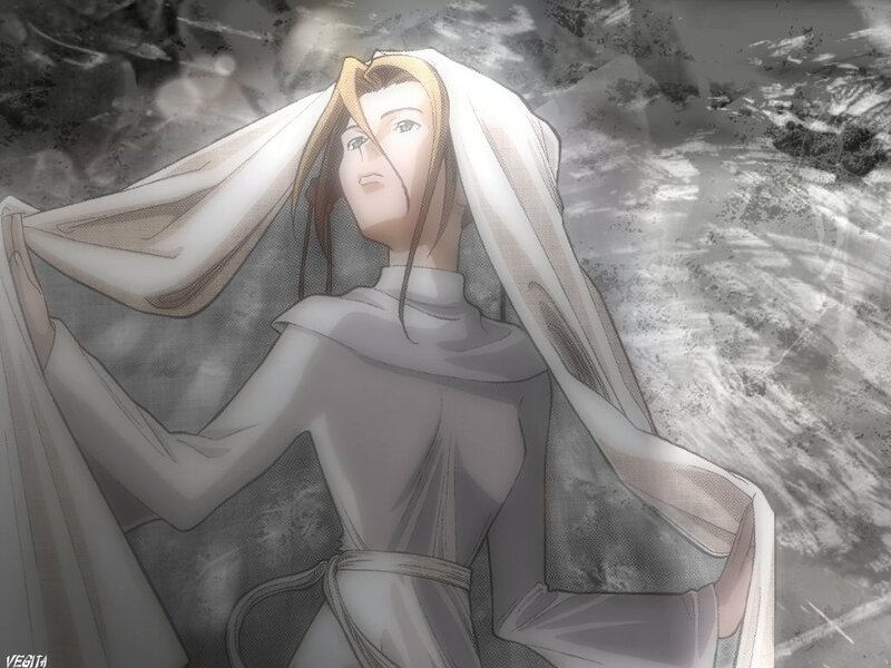 woman in white robe