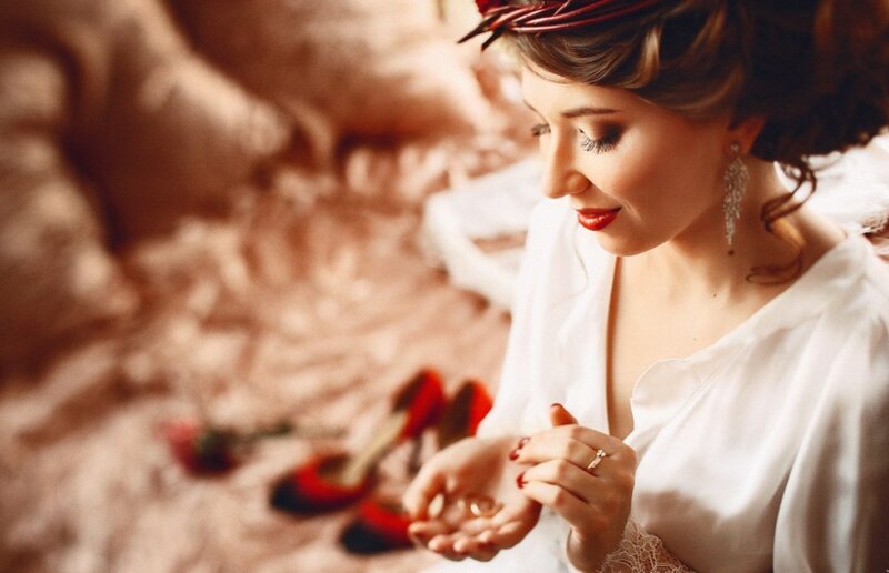 Woman in White Robe — Calm, Photograph, Red Shoes