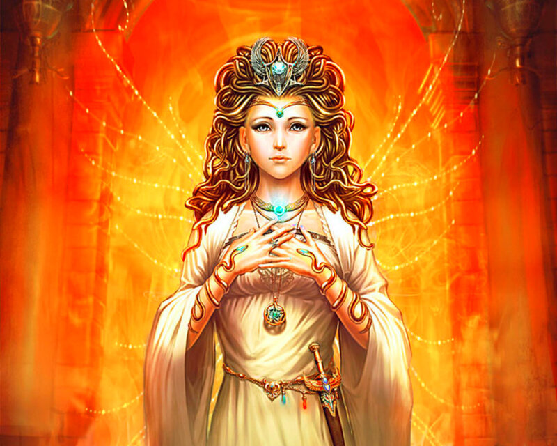 Woman in White Robe — Orange, Dramatic
