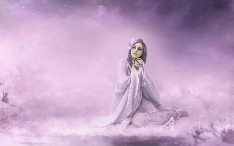 Woman in White Robe — Purple, Ethereal