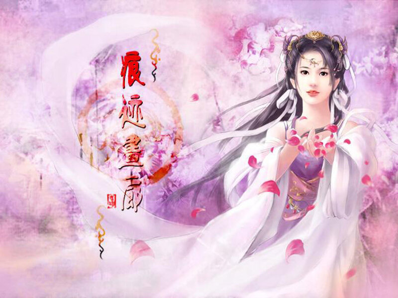 Woman in White Robe — Purple, Serene