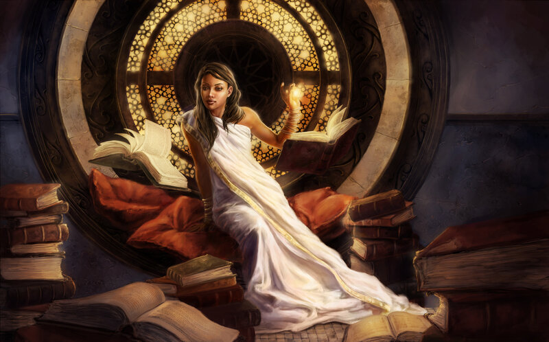 Woman in White Robe — Serene, Night, Digital Art, Books