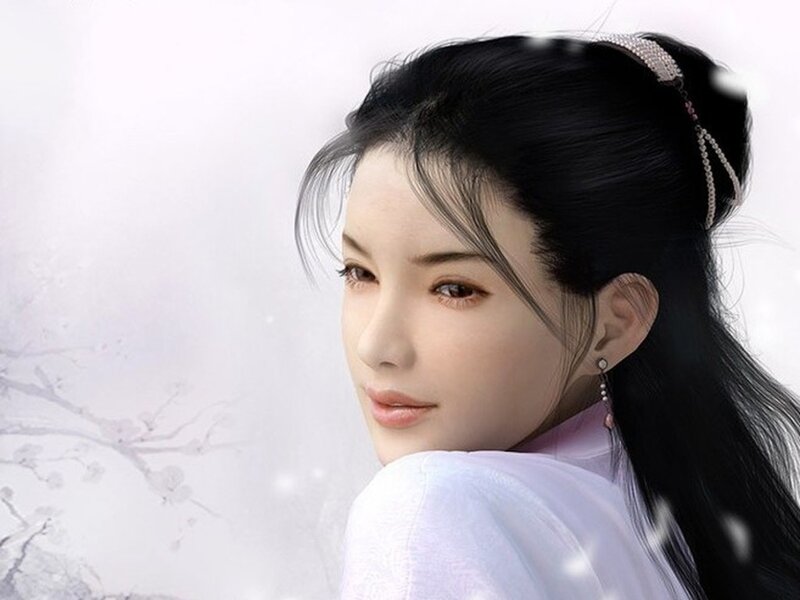Woman in White Robe — Serene, Winter