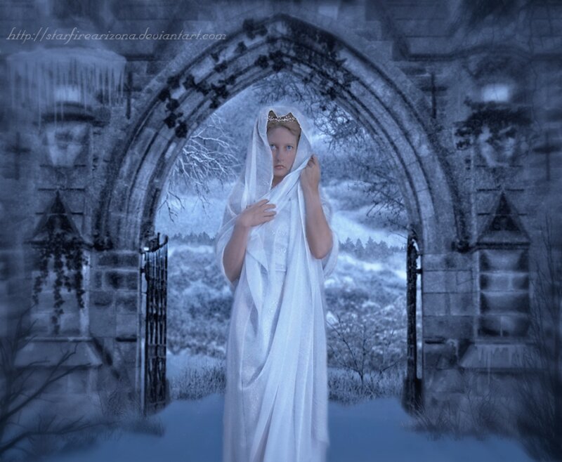 Woman in White Robe — Somber