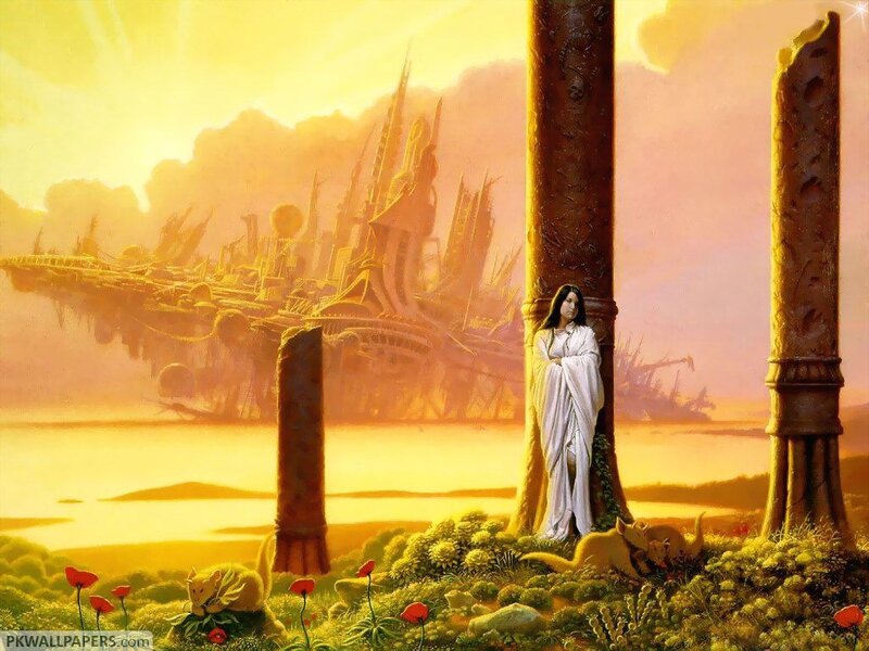 Woman in White Robe — Yellow