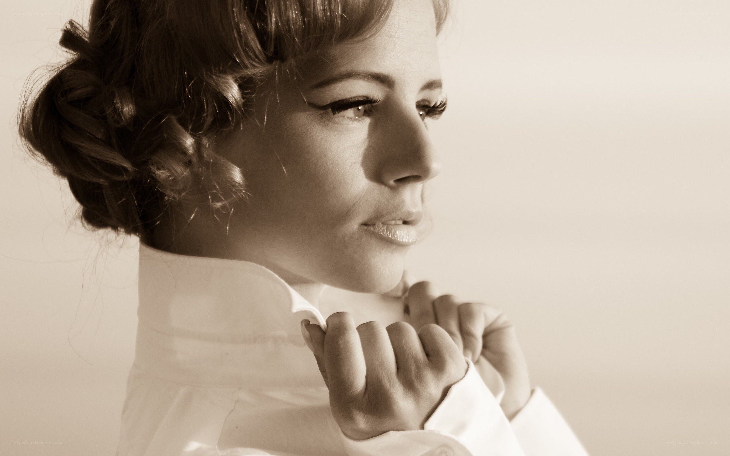 woman in white shirt