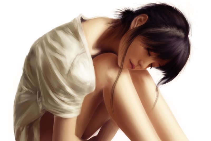 woman in white shirt
