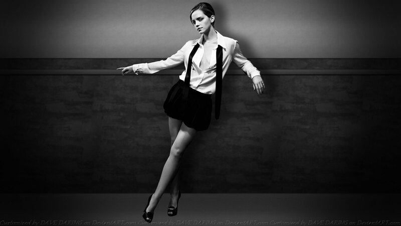 Woman in White Shirt — Black, Dramatic, Photograph, Skirt