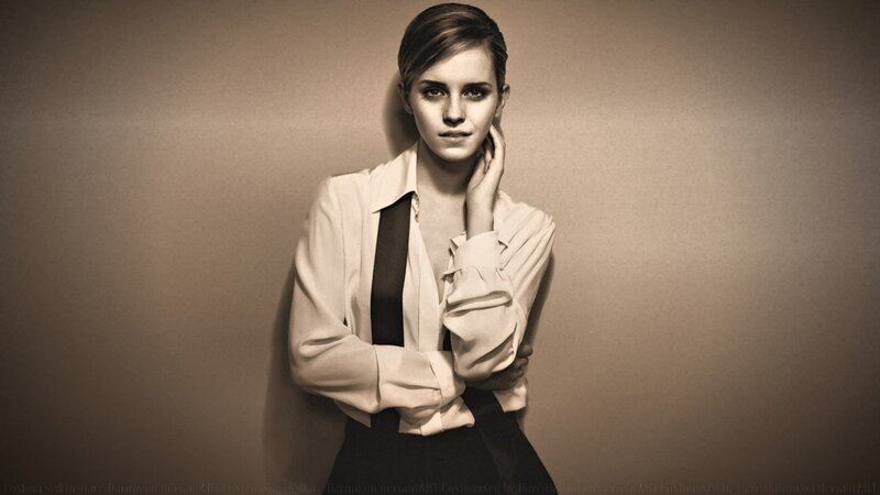 Woman in White Shirt — Brown, Dramatic
