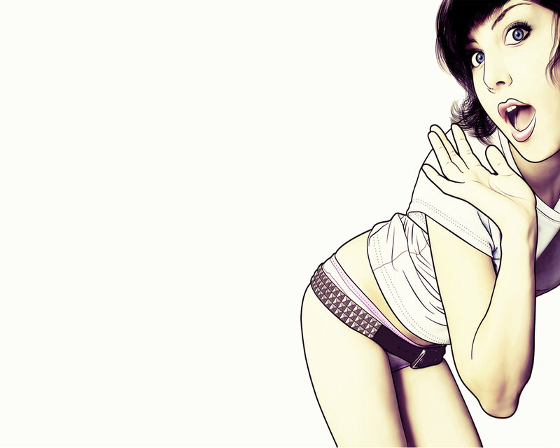 Woman in White Shirt — Dramatic, Manga, Short Hair
